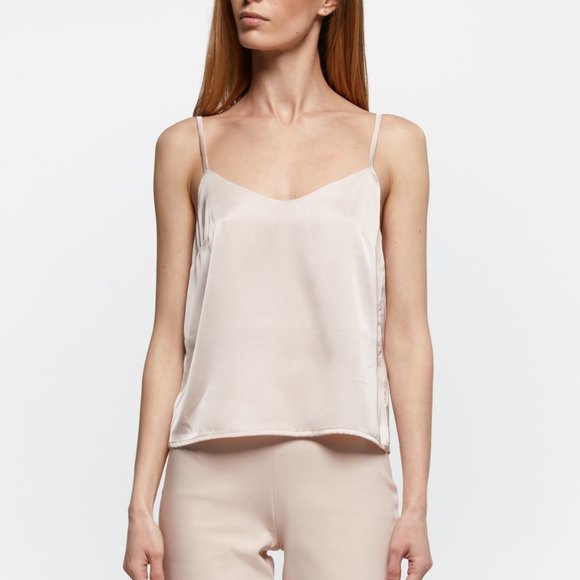 SILK SLIP TANK TOP NUDE - Picture 1 of 3